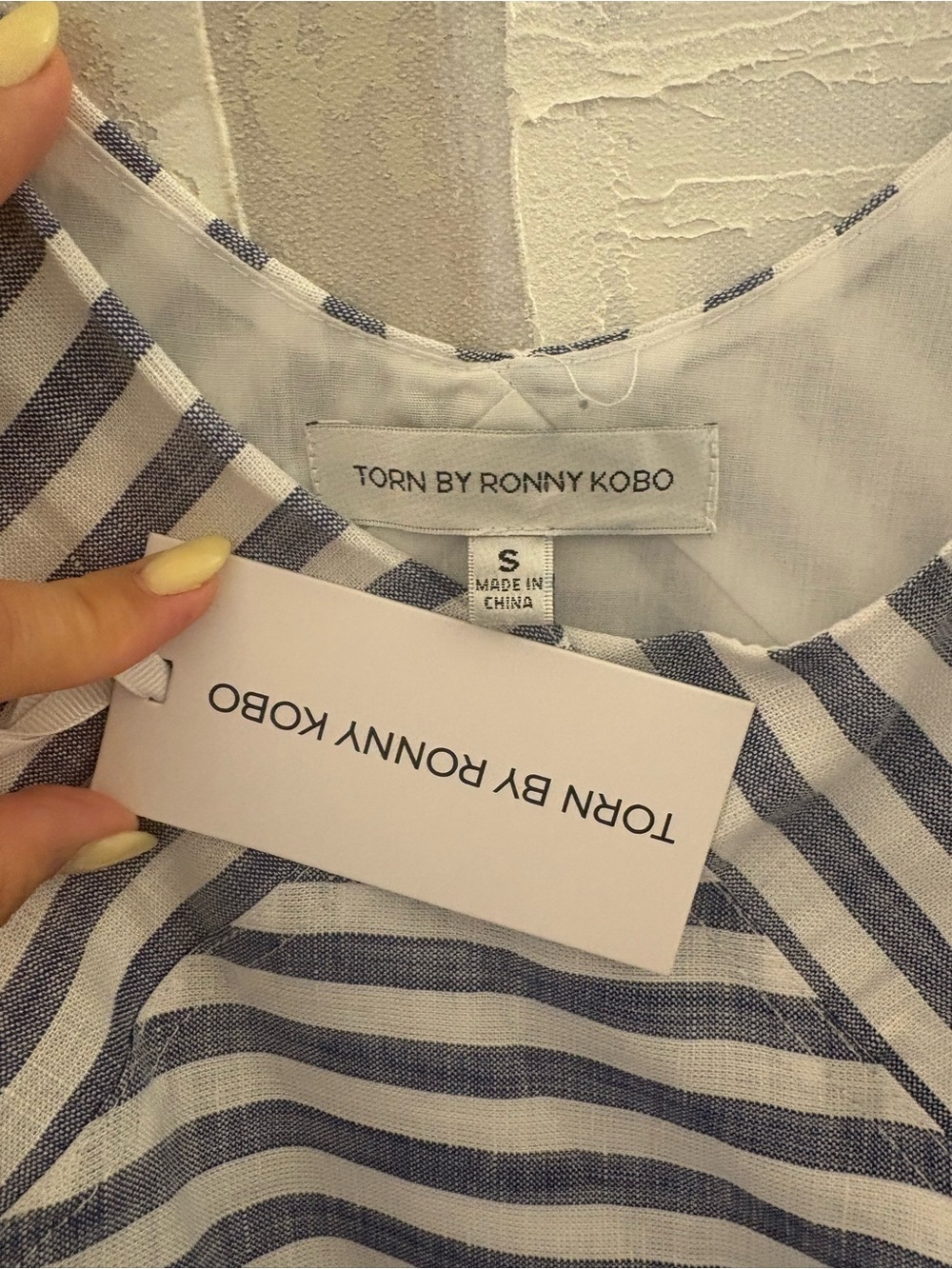 Torn by Ronny Kobo Blue and White Striped Midi Dress - Picture 6 of 6